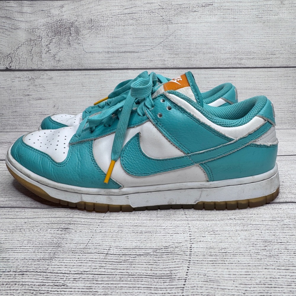 Nike Dunk Low Teal White Gum Sole Leather Sneakers Women Size 8.5 DD1503-122